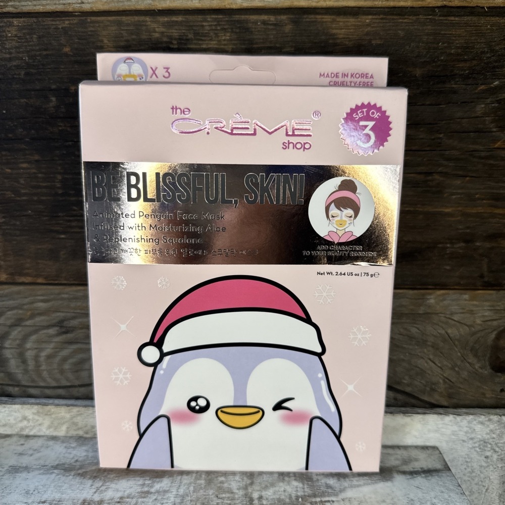 The Creme Shop Be Blissful Skin Penguin Holiday Animated Face Mask Set of 3 -$18